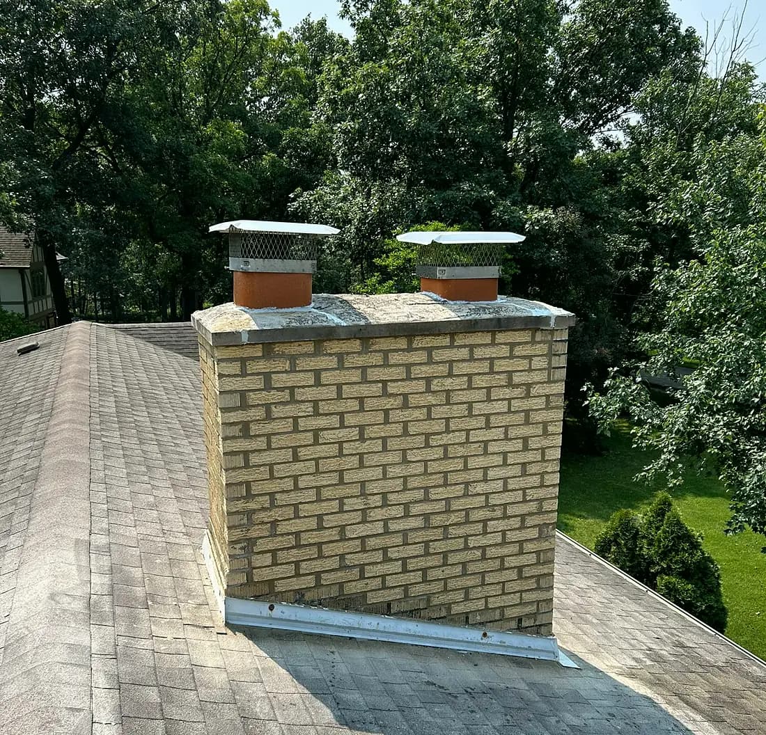Chimney crown and flashing rebuilt on a Chicagoland roof